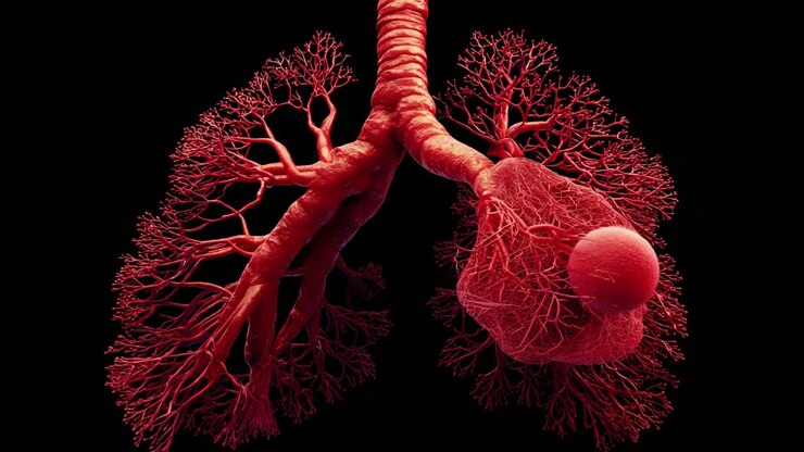 Detailed Visualization of the Human Respiratory System's Lungs Depicting Bronchial Structures and Alveolar Development in Stunning 3D Representation of Anatomy