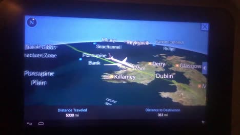 airplane flying over map view