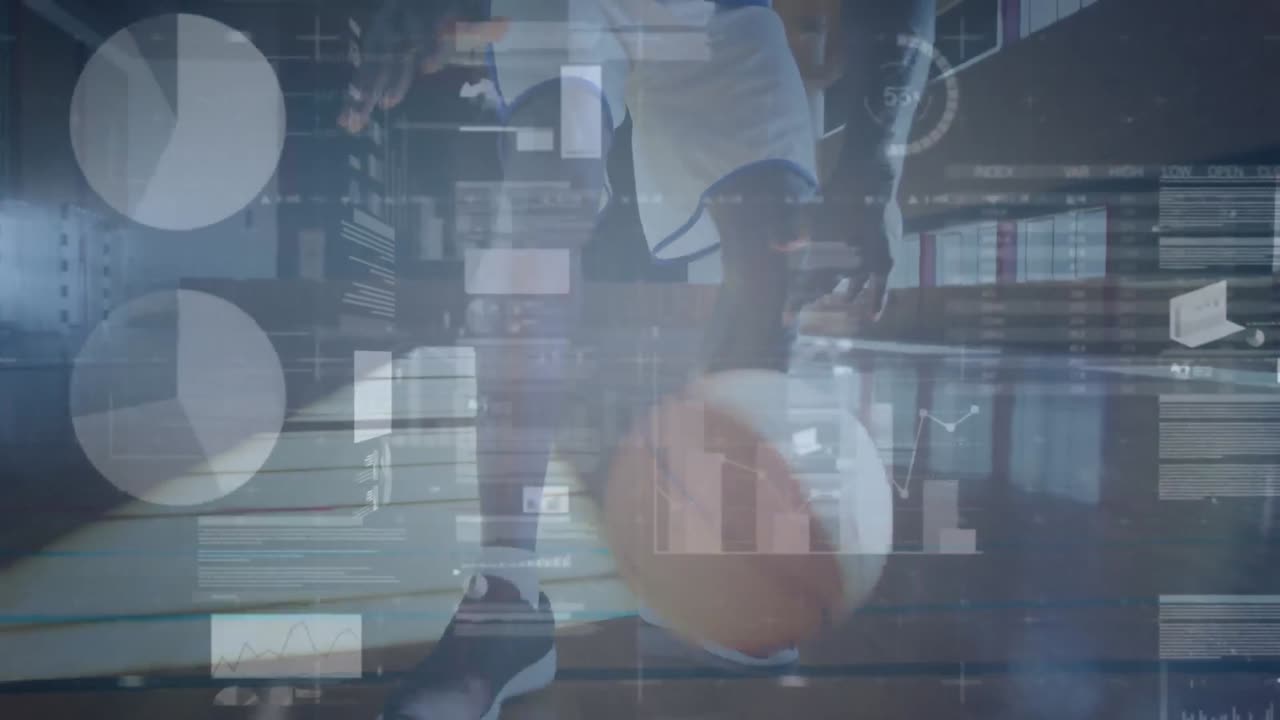 Animation of data processing over basketball player