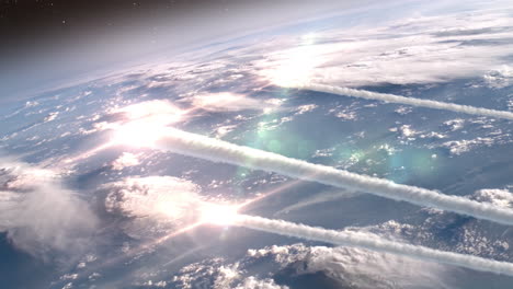 earth from space with jet trails