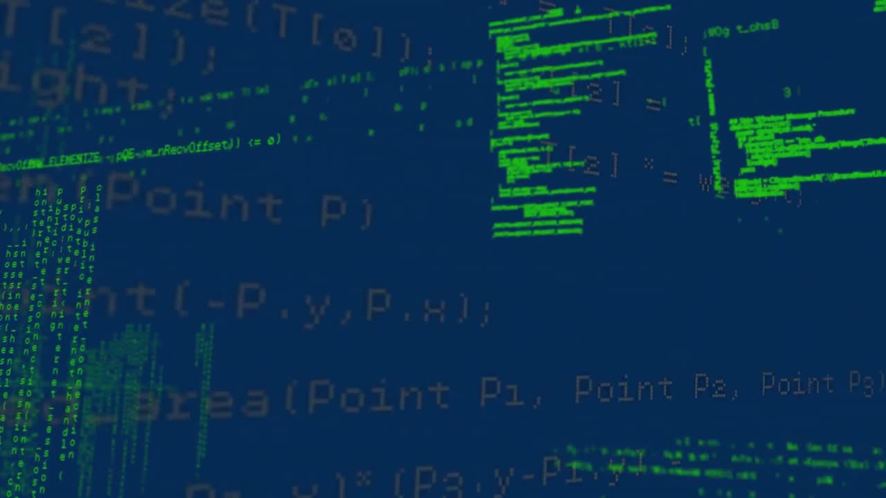 Animation of data processing on blue background