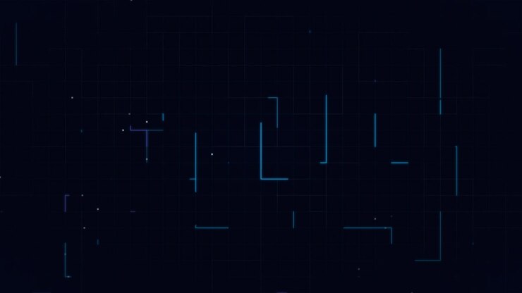 Abstract Digital Grid Lines Moving on Dark Background