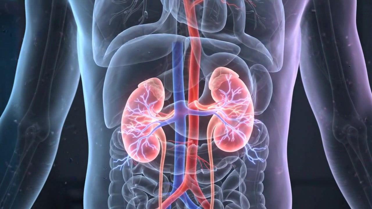 Blue Anatomical Render of Human Torso Organ System