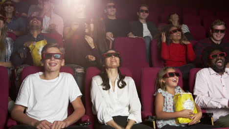 audience in cinema watching 3d comedy film shot on r3d