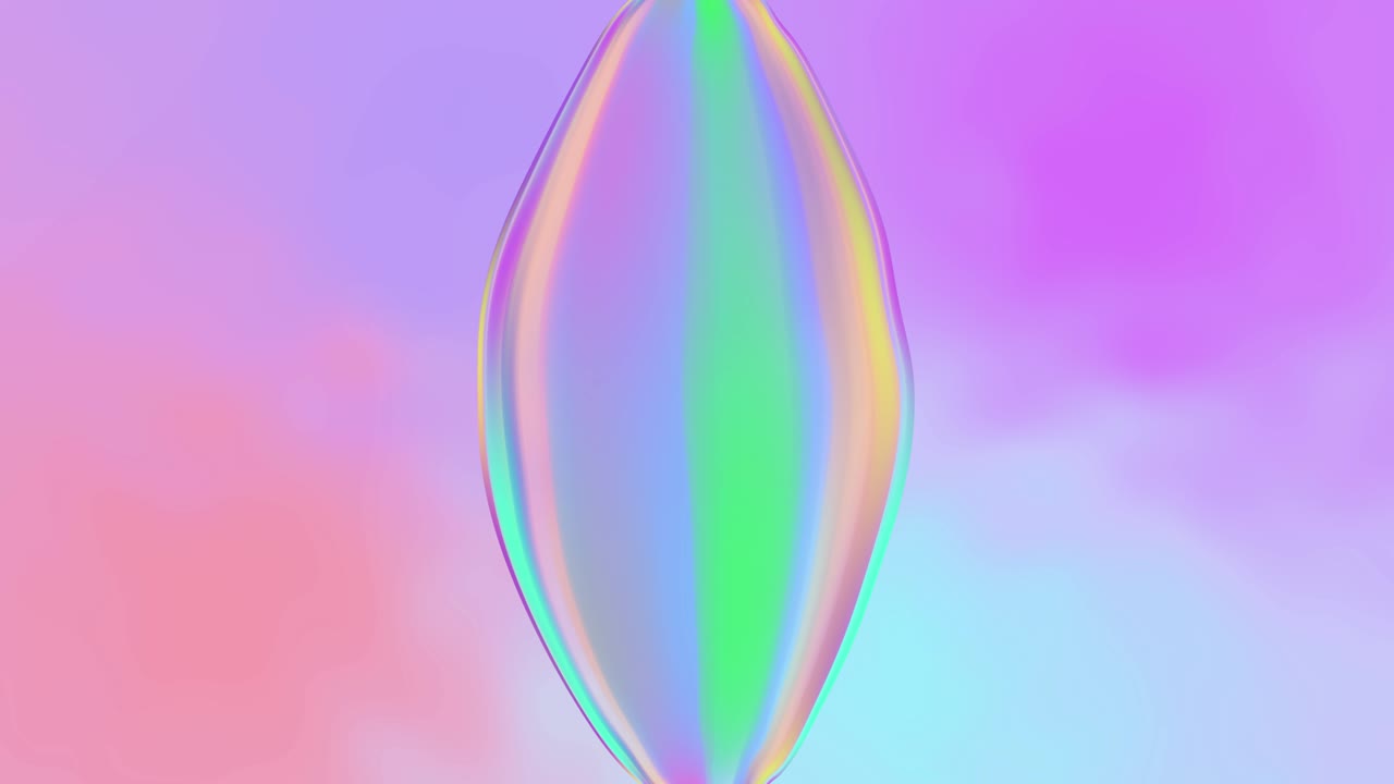 무지개 색의 타원형 비누 거품 모션 그래픽