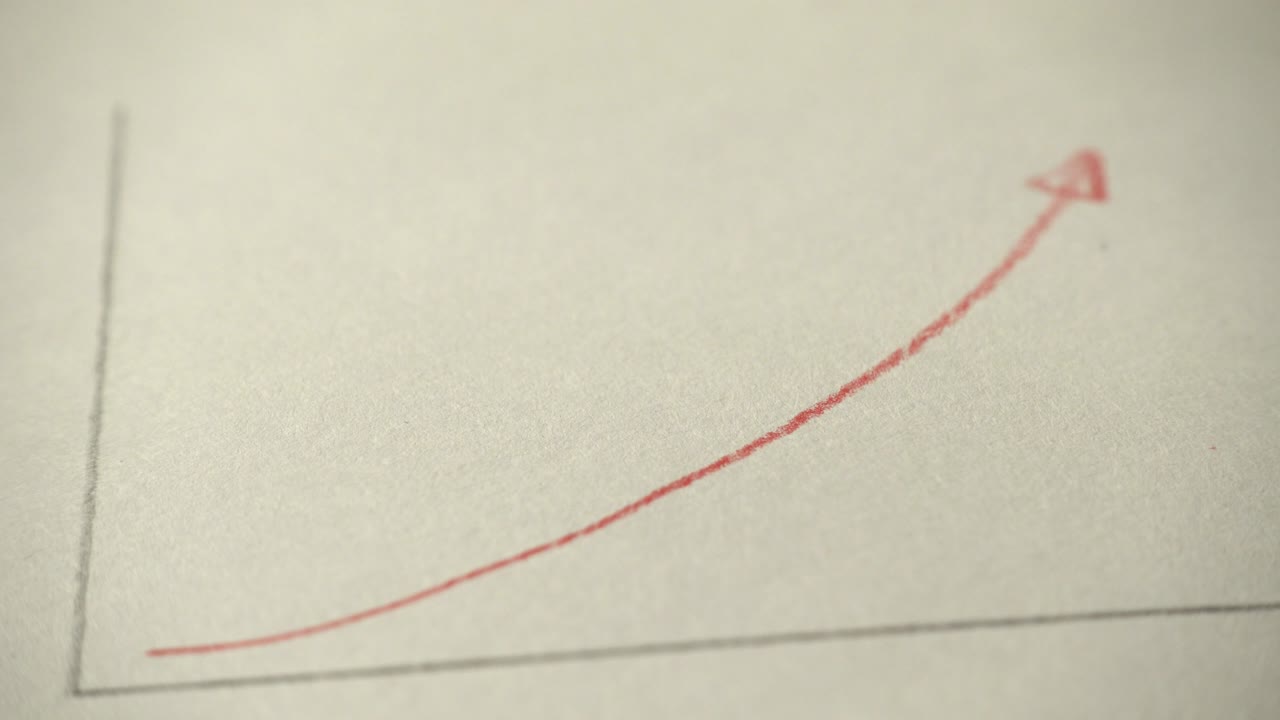 은 화살표: 상향을 가리키는 빨간 화살표 차트 주식시장, 사업. - 4k