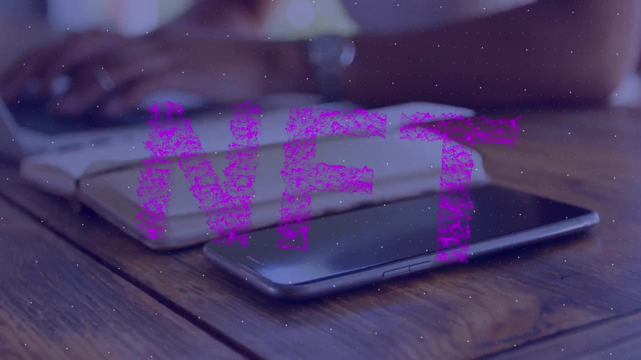 Animation of network of connections over woman using smartphone