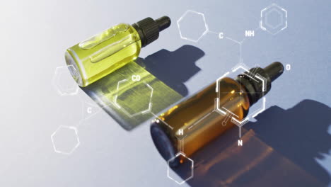 animation of chemical formula over vials