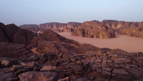 sunrise over tassili n'ajjer national park in the sahara desert