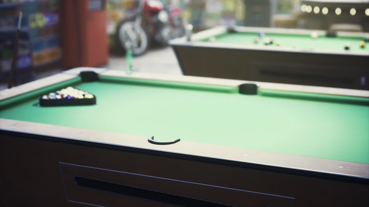 Exciting game of billiards at a lively pool hall in the afternoon