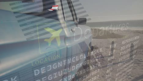 animación de los vuelos tabla de salida sobre gráficos y coche