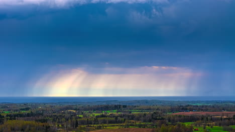 dramatic blue sky and clouds over countryside nature. timelapse