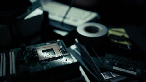 close up view of a computer motherboard with various electronic components