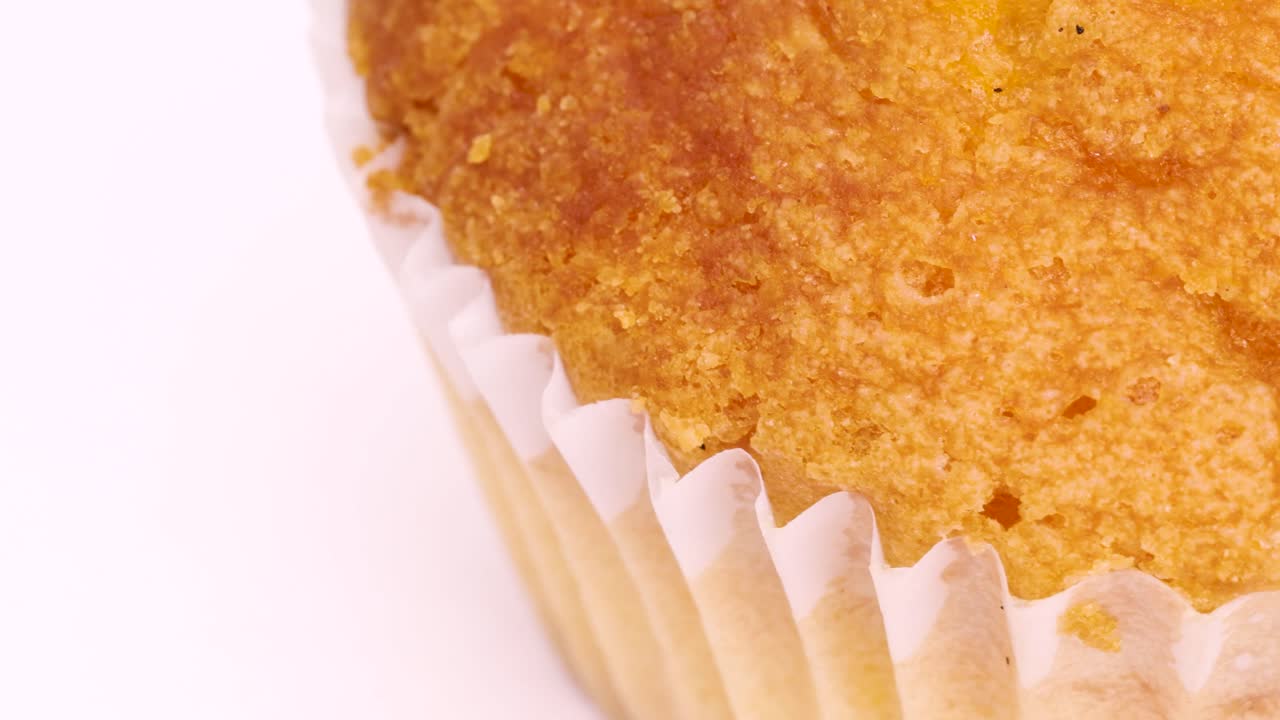 머핀의 질감 보기, 4k로 촬영된 매크로