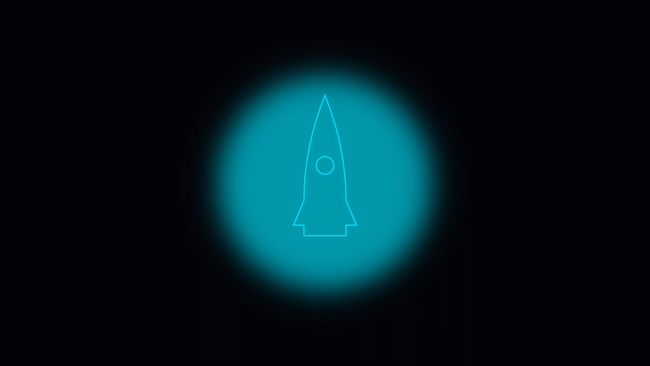 Neon Blue Outline of a Rocket Ship Animation