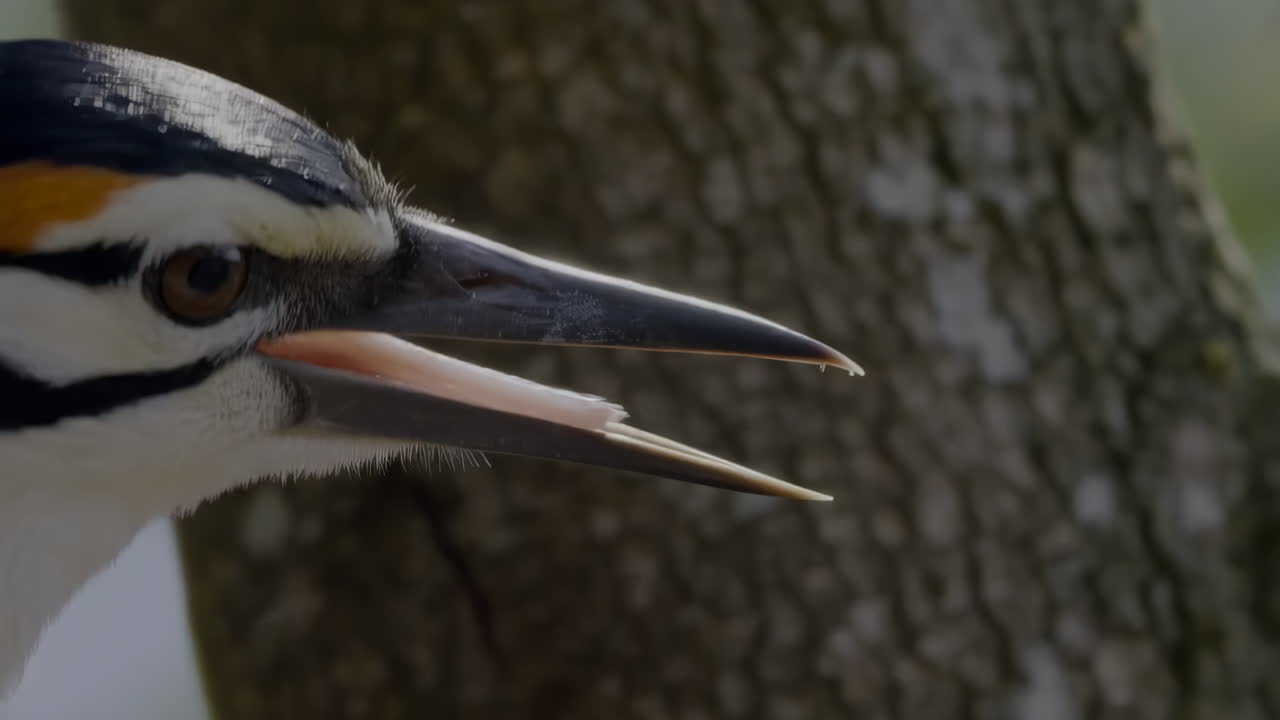Close-up of a Woodpecker's Tongue Extended