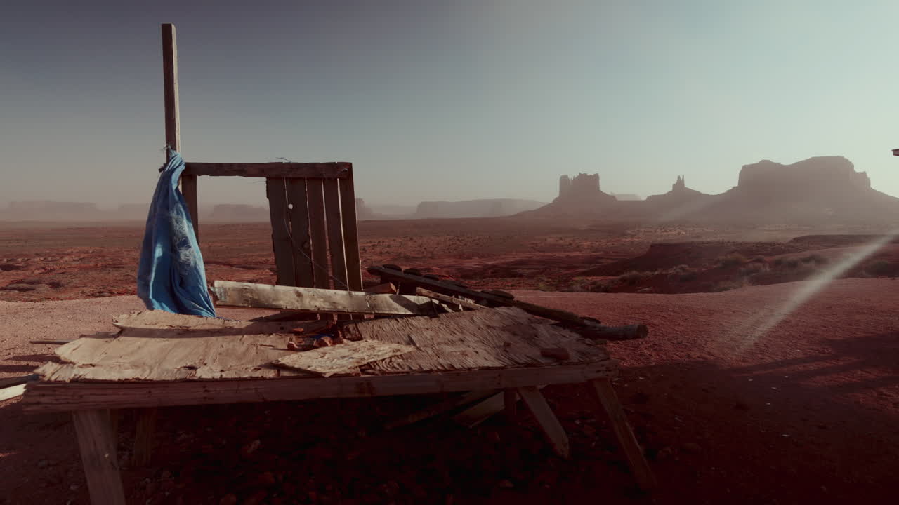 Abandoned Hut in Monument Valley at Sunrise