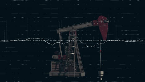 animation of data processing and diagrams over oil pump