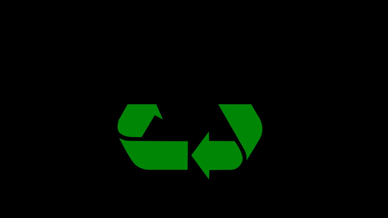 el símbolo de reciclaje verde de stop motion en un fondo negro. la planta en crecimiento para salvar el concepto de la tierra. el concepto del día mundial del medio ambiente.