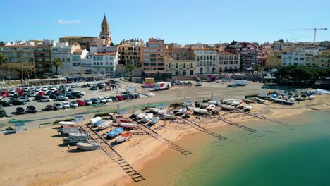 palamós' aerial imagery showcases its iconic fishing boats dotting the coastline, depicting a timeless maritime tradition