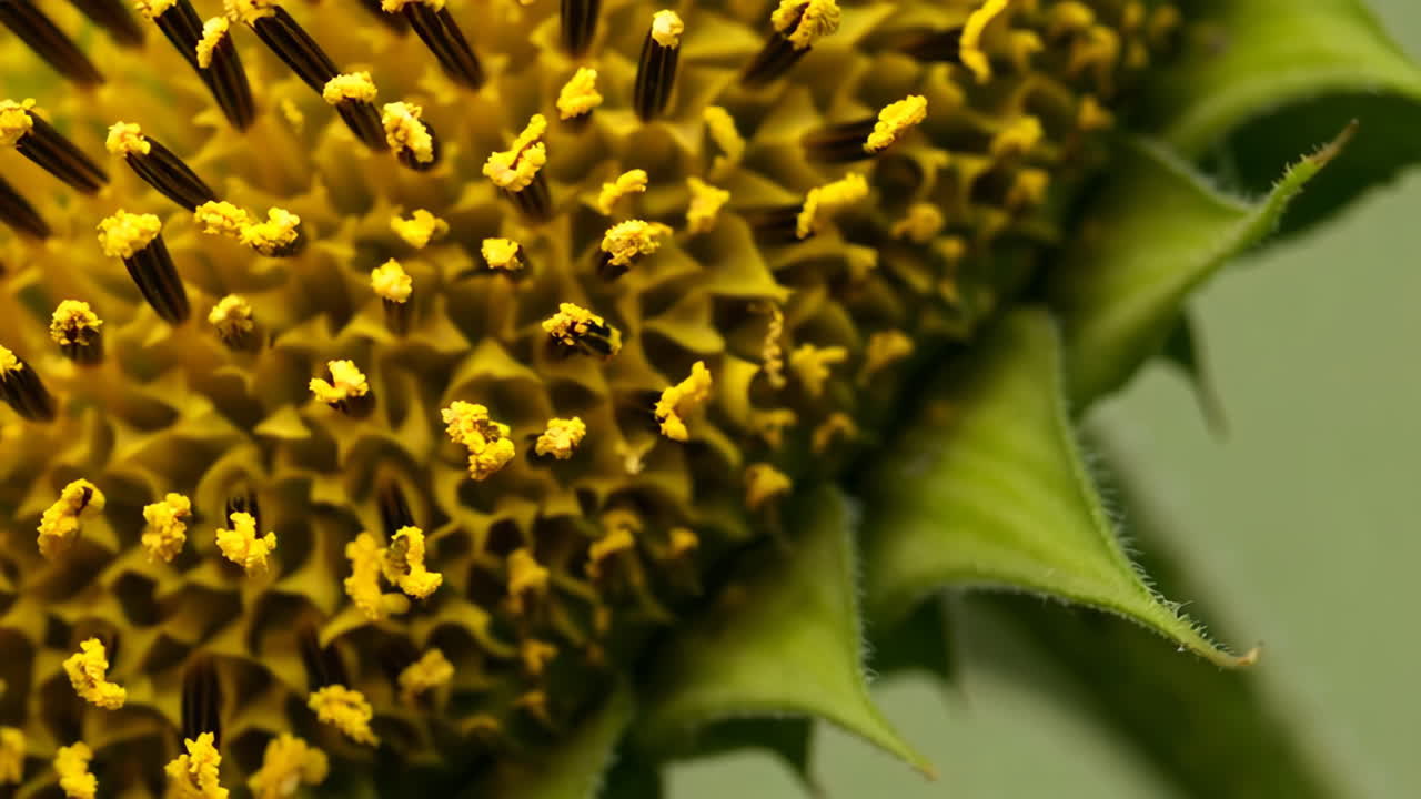 Close-up Macro Shot of a Sunflower Center