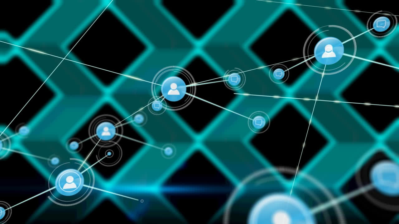 animación de la red de conexiones sobre fondo negro