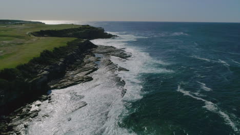 wide aerial  view of beautiful little bay beach