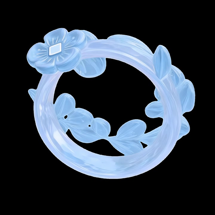 Rotating Light Blue Floral Ring Jewelry Accessory