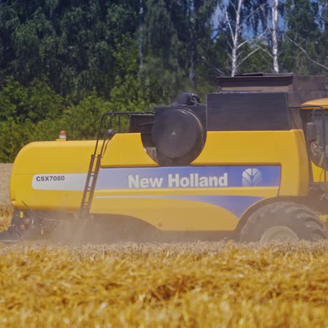 combine working at harvest time