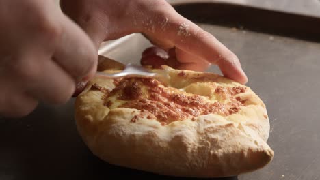 freshly baked khachapuri - traditional georgian food, cheese filled bread