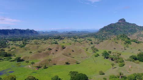 drone aerial view of the scenic landscape and mountains of colombia - honda region on beautiful sunny day, revealing drone shot