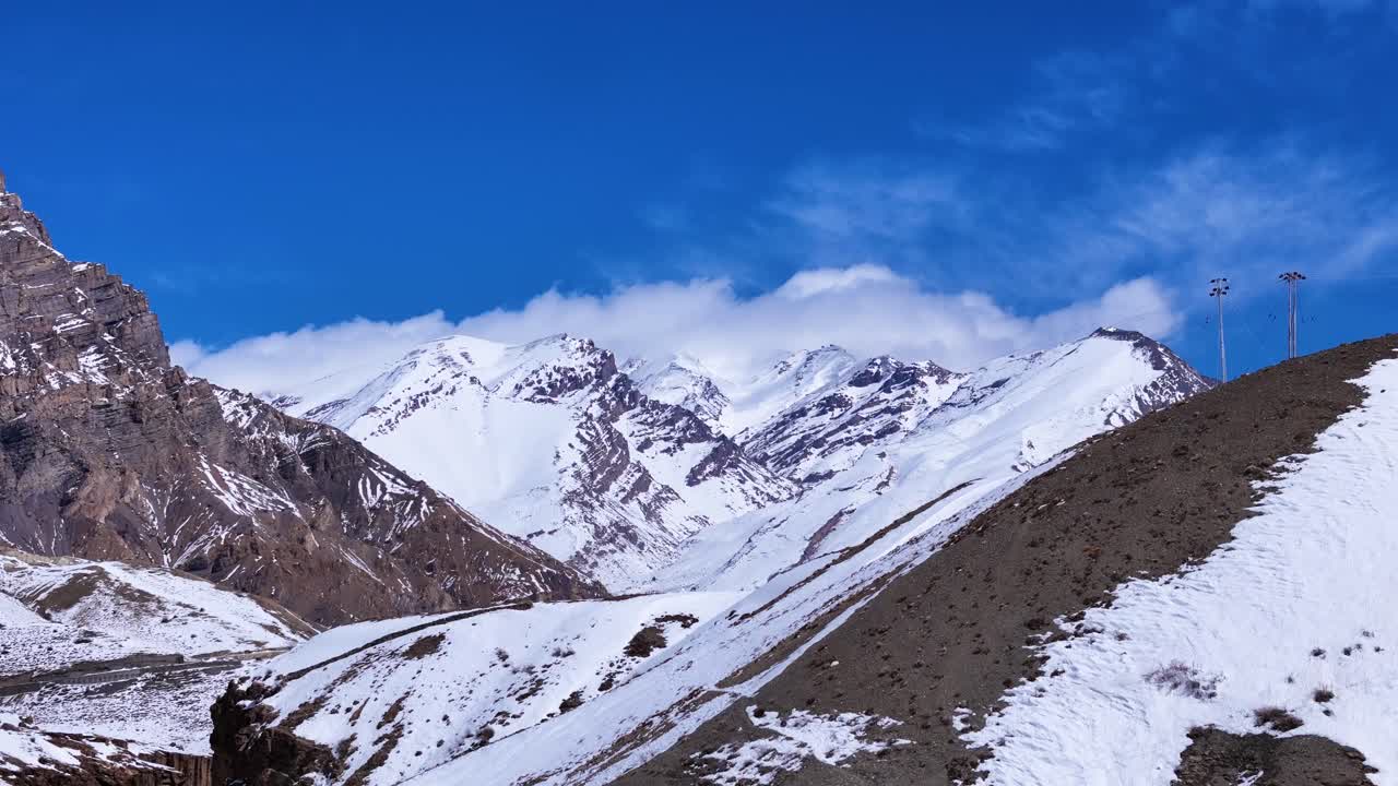 Snowy Mountain Peaks and Valley Scenery