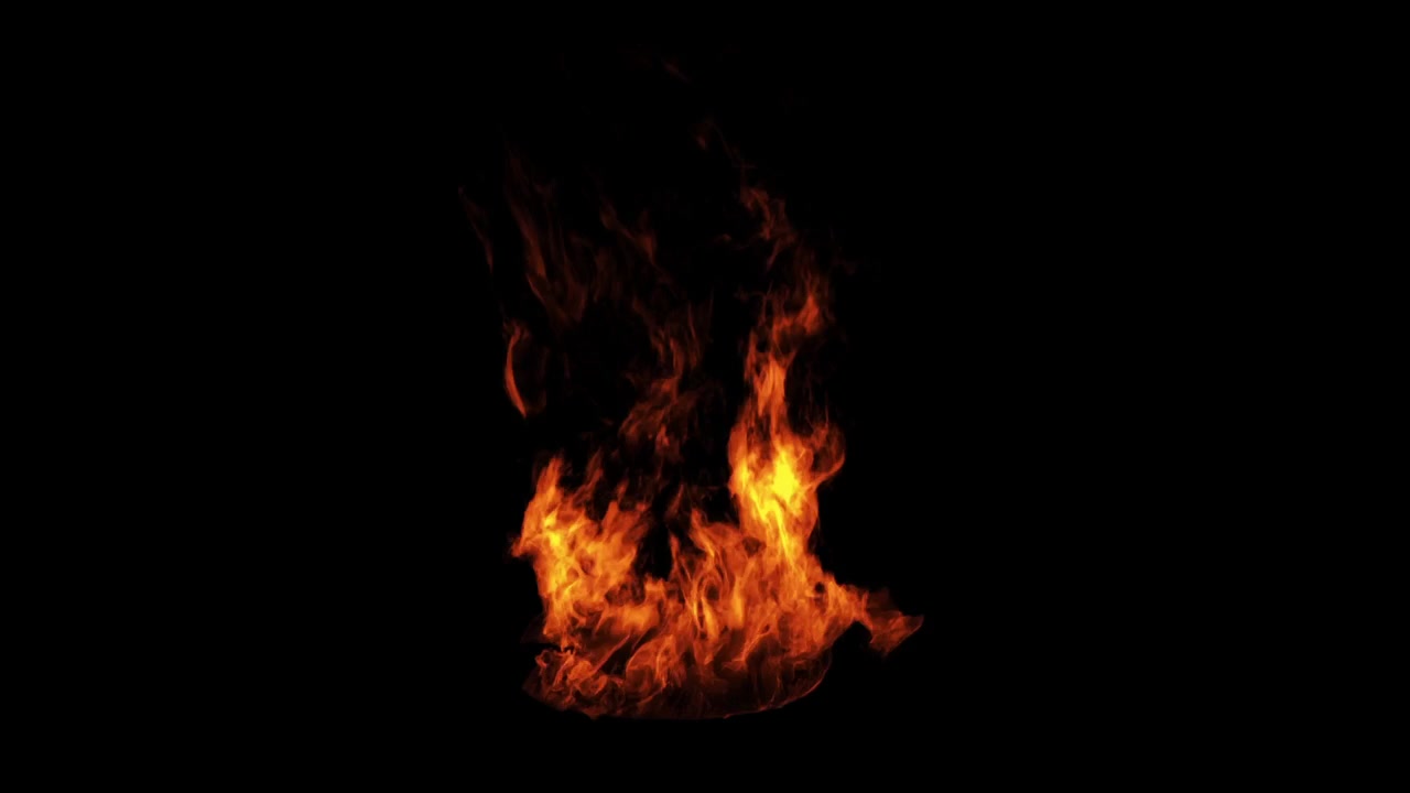 Small Fire Burst Igniting and Extinguishing on Black Background