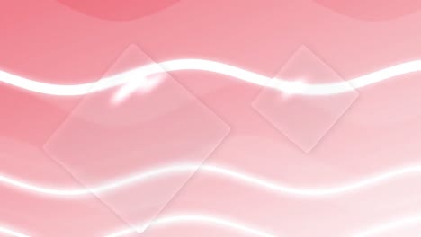 animation of transparent squares over wavy lines on soft pink and white