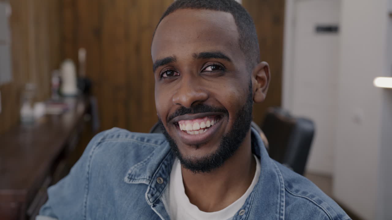 Happy Man at the Barber Shop