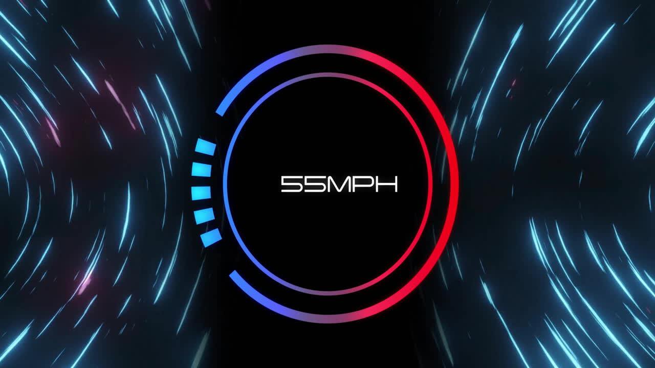 Animation of speedometer moving over light trails