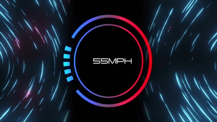 Animation af speedometer, der bevæger sig over lysspor