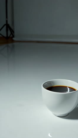 coffee splash in a white cup
