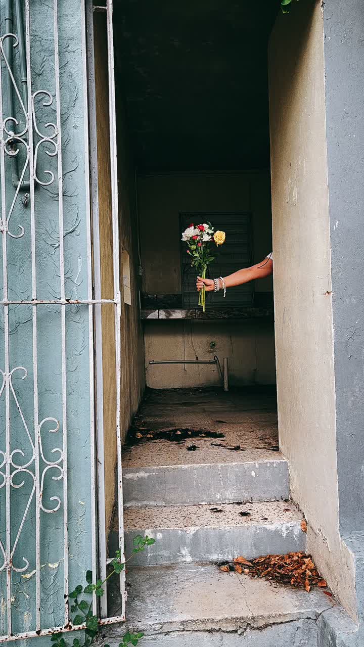 Flowers in a doorway