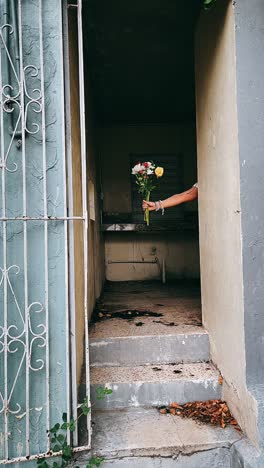 flowers in a doorway