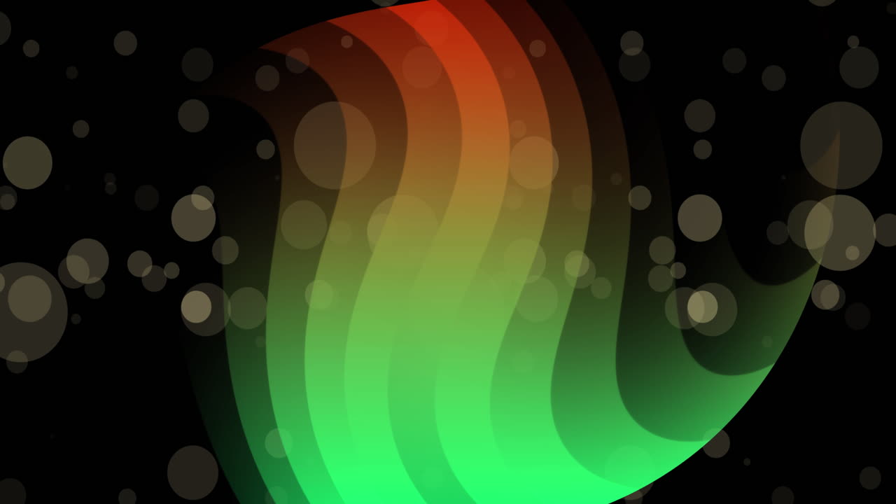 Animation of spots of light, gradient colorful digital wave in seamless pattern on black background