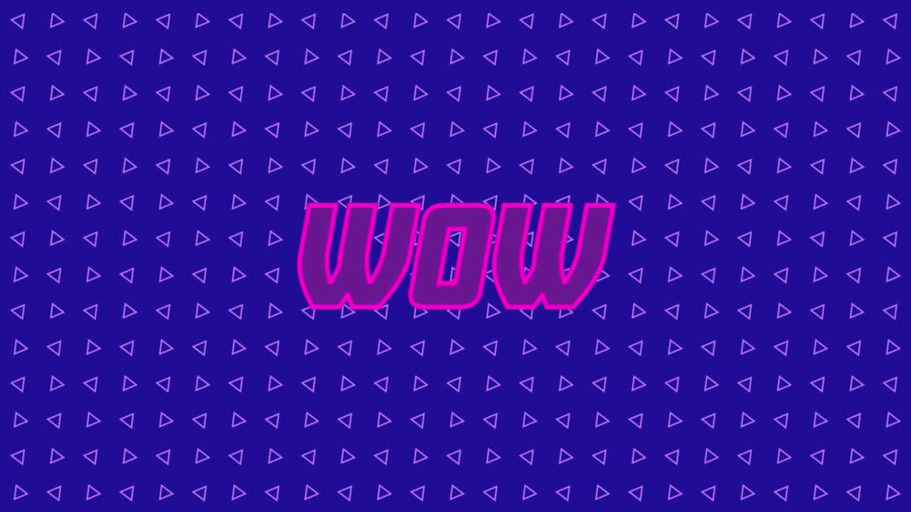 animazione del testo wow su forme in movimento su sfondo blu