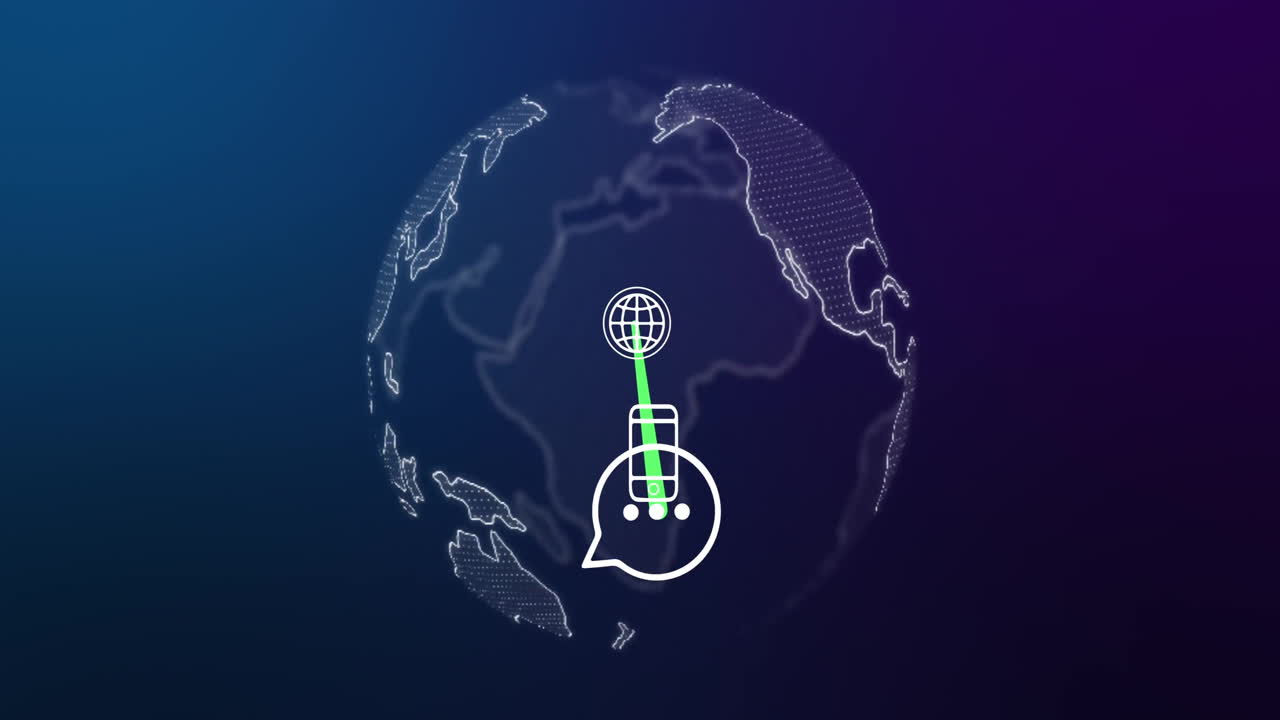 회전하는 지구상에서 미디어 아이콘의 애니메이션