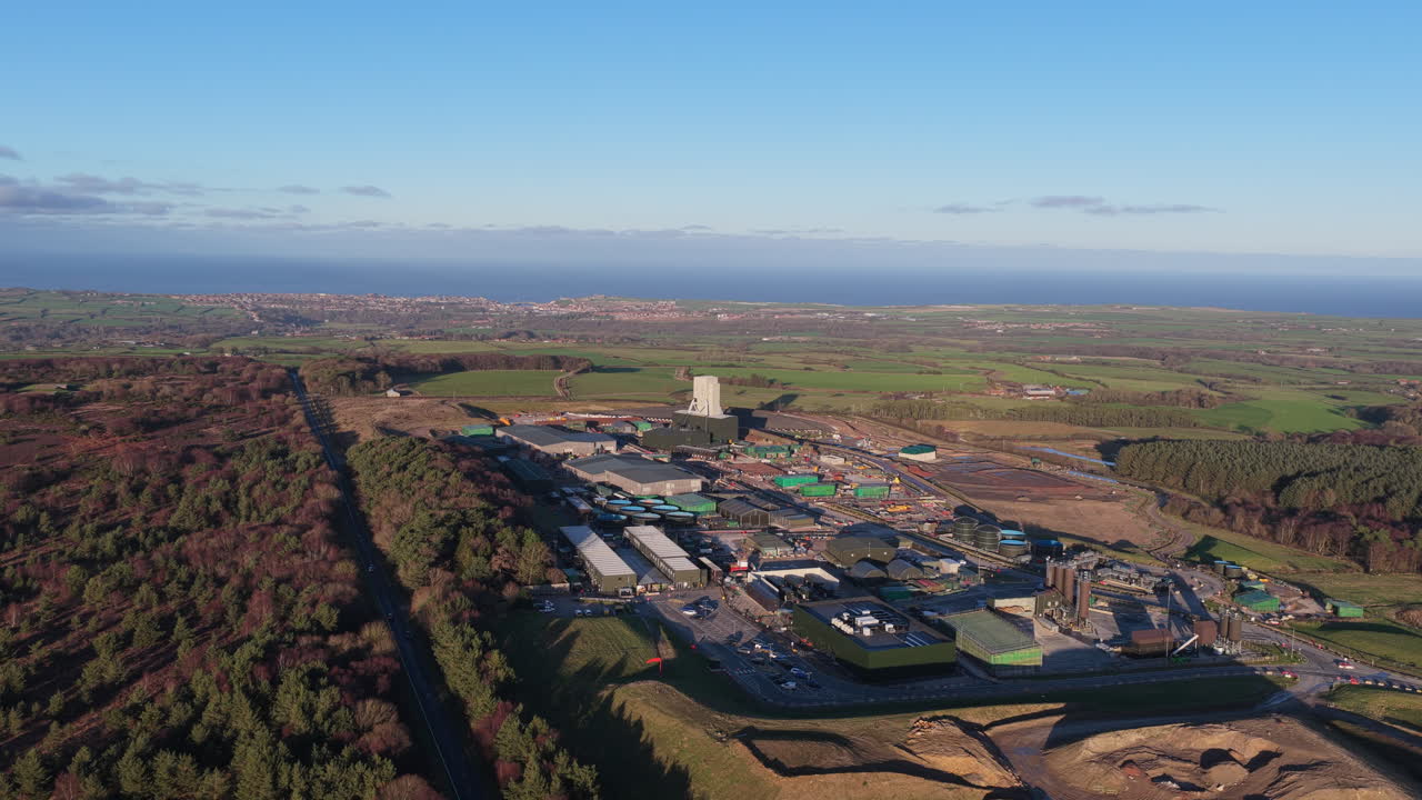 Woodsmith Madeni Anglo American, Sirius, polihalit minerali – 4K ProRes 422 – madenin etrafında uzaktan drone paralaksı, All-intra - ProRes VHQ’ya. Aralık 2025