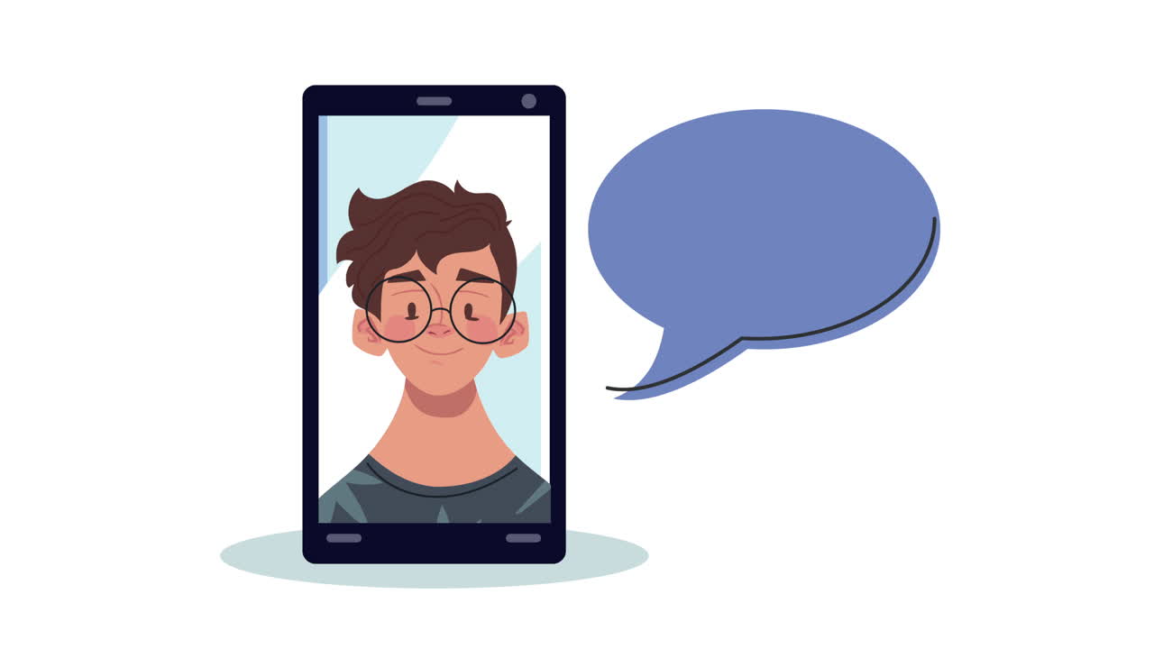 giovane uomo in animazione per smartphone