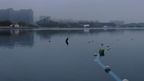 A-bird-resting-on-the-lake