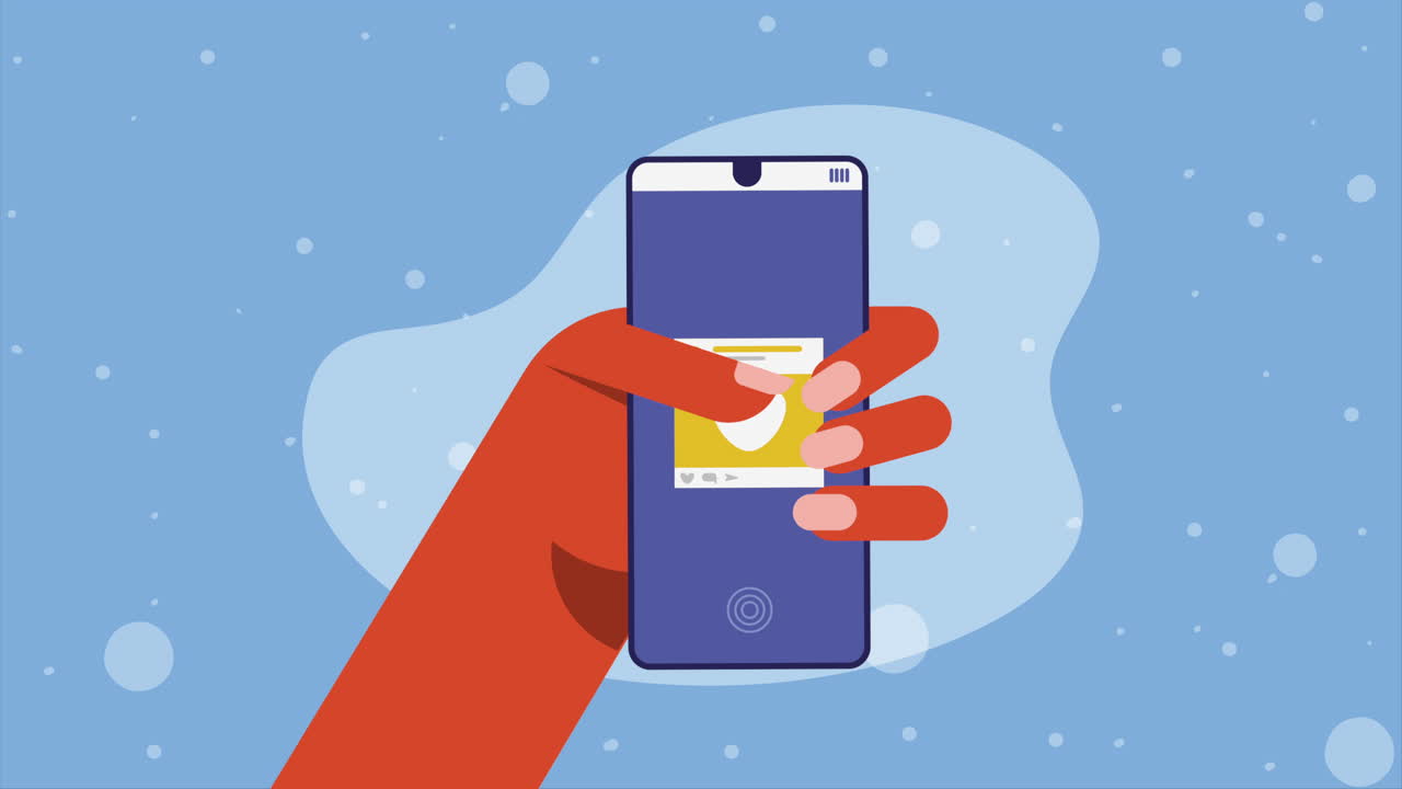 스마트폰 장치 애니메이션을 가진 손