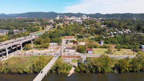 k drone video dolly shot of french broad