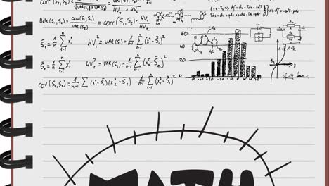 Animation-of-mathematical-equations-moving-on-white-background