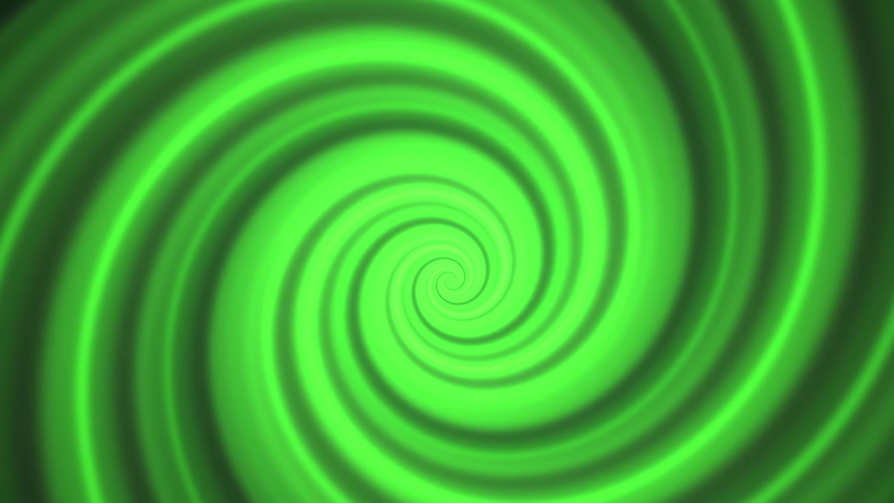 Spirale ipnotica verde vibrante che ruota senza soluzione di continuità
